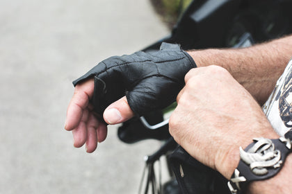black glove on hand man