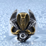 Steel Soldier Retro Snake Biker Ring