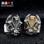 Steel Soldier Retro Snake Biker Ring