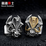 Steel Soldier Retro Snake Biker Ring