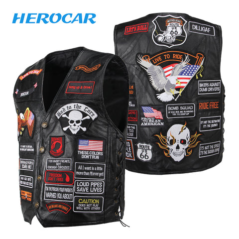 Biker Genuine Leather Jacket With Patches